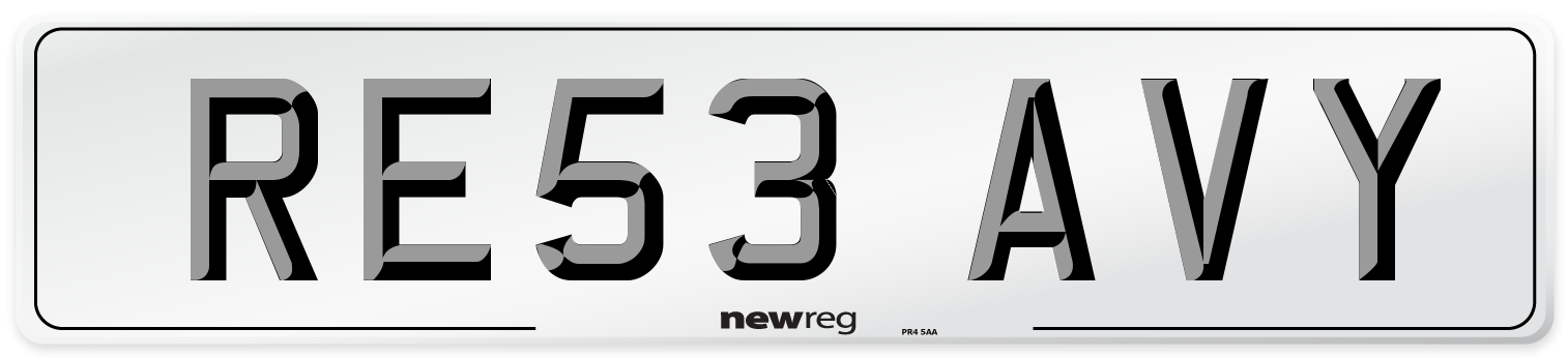 RE53 AVY Number Plate from New Reg
